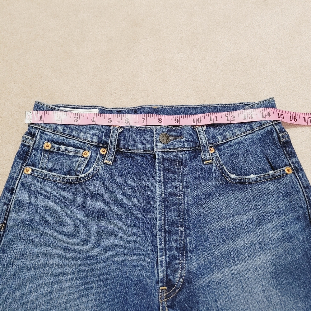 GAP Cheeky Straight High Rise Jeans Women’s 30 Tall Button Fly Cuffed Stretch - Picture 7 of 14